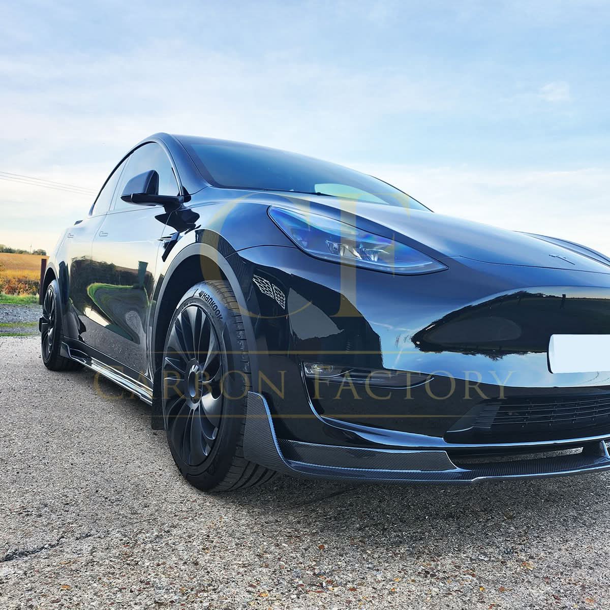 V Style Carbon Fibre Side Skirts for Tesla Model Y 19-23