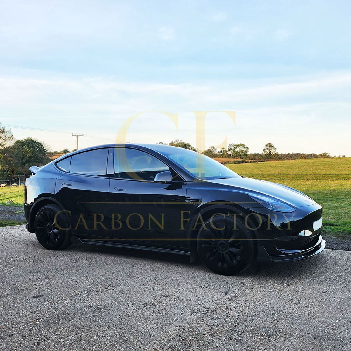 V Style Carbon Fibre Side Skirts for Tesla Model Y 19-23