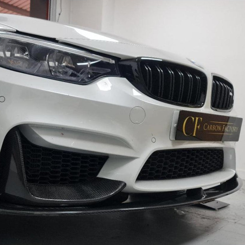 MP Style Carbon Fibre Front Splitter 3 Pieces Design for BMW F80 M3 F82 F83 M4 14-20
