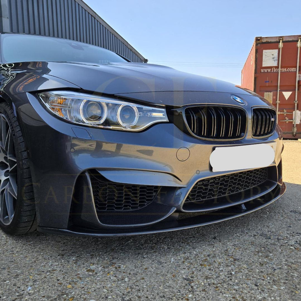 MP Style Carbon Fibre Front Splitter 3 Pieces Design for BMW F80 M3 F82 F83 M4 14-20