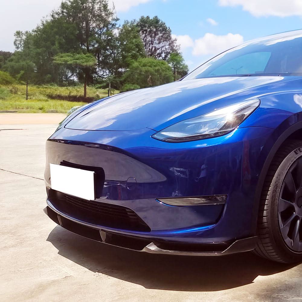 CS Style Pre-Preg Carbon Fibre Front Splitter for Tesla Model Y 19-23