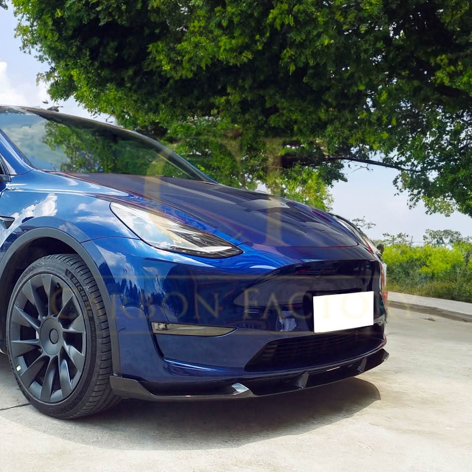 CS Style Pre-Preg Carbon Fibre Front Splitter for Tesla Model Y 19-23