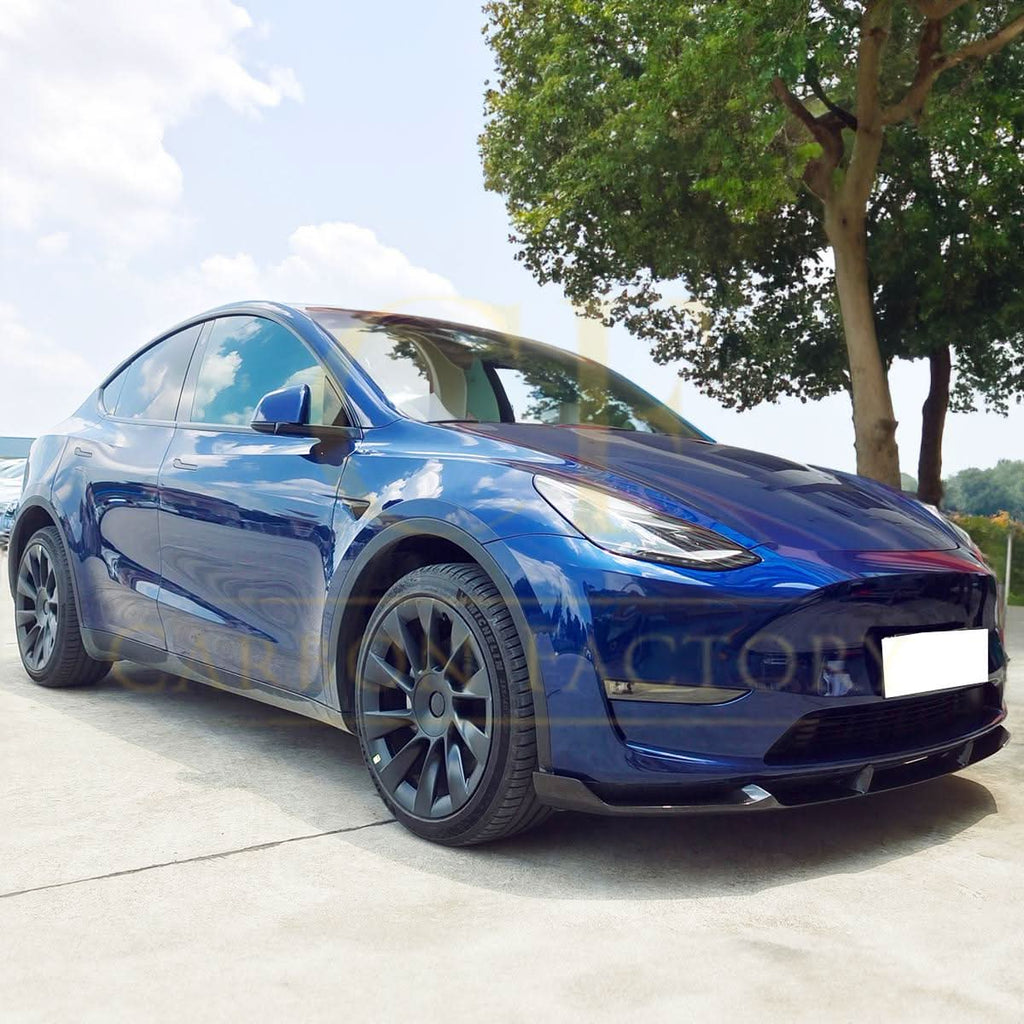 CS Style Pre-Preg Carbon Fibre Front Splitter for Tesla Model Y 19-23