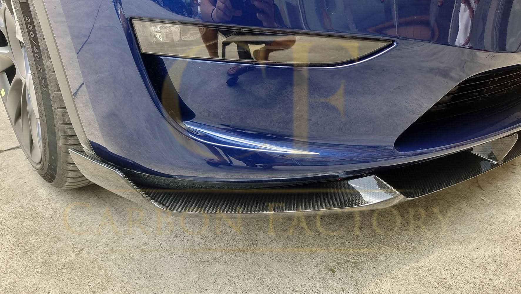 CS Style Pre-Preg Carbon Fibre Front Splitter for Tesla Model Y 19-23