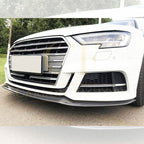 MP Style Carbon Fibre Front Splitter for Audi A3 Saloon S Line & S3 16-19