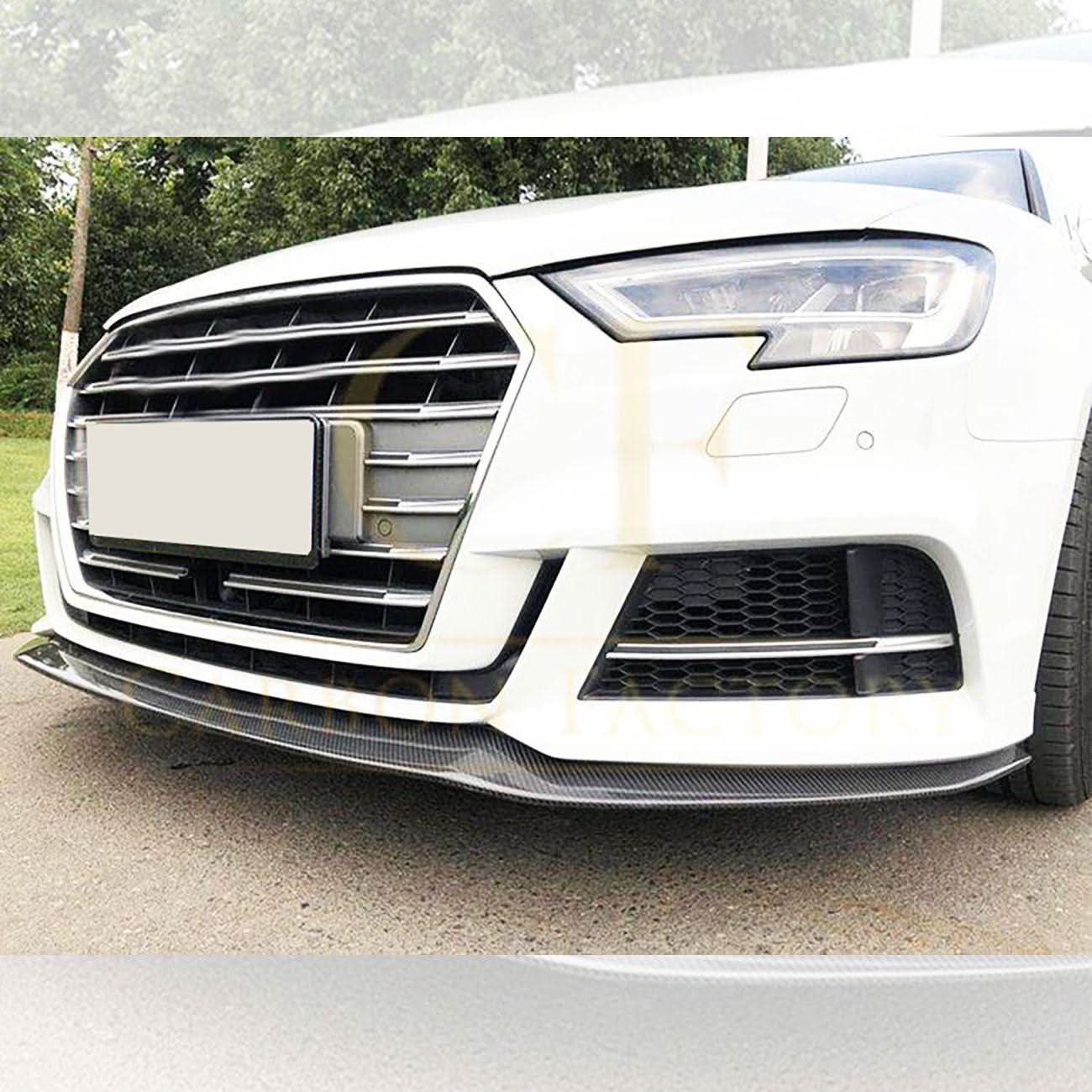 MP Style Carbon Fibre Front Splitter for Audi A3 Saloon S Line & S3 16-19