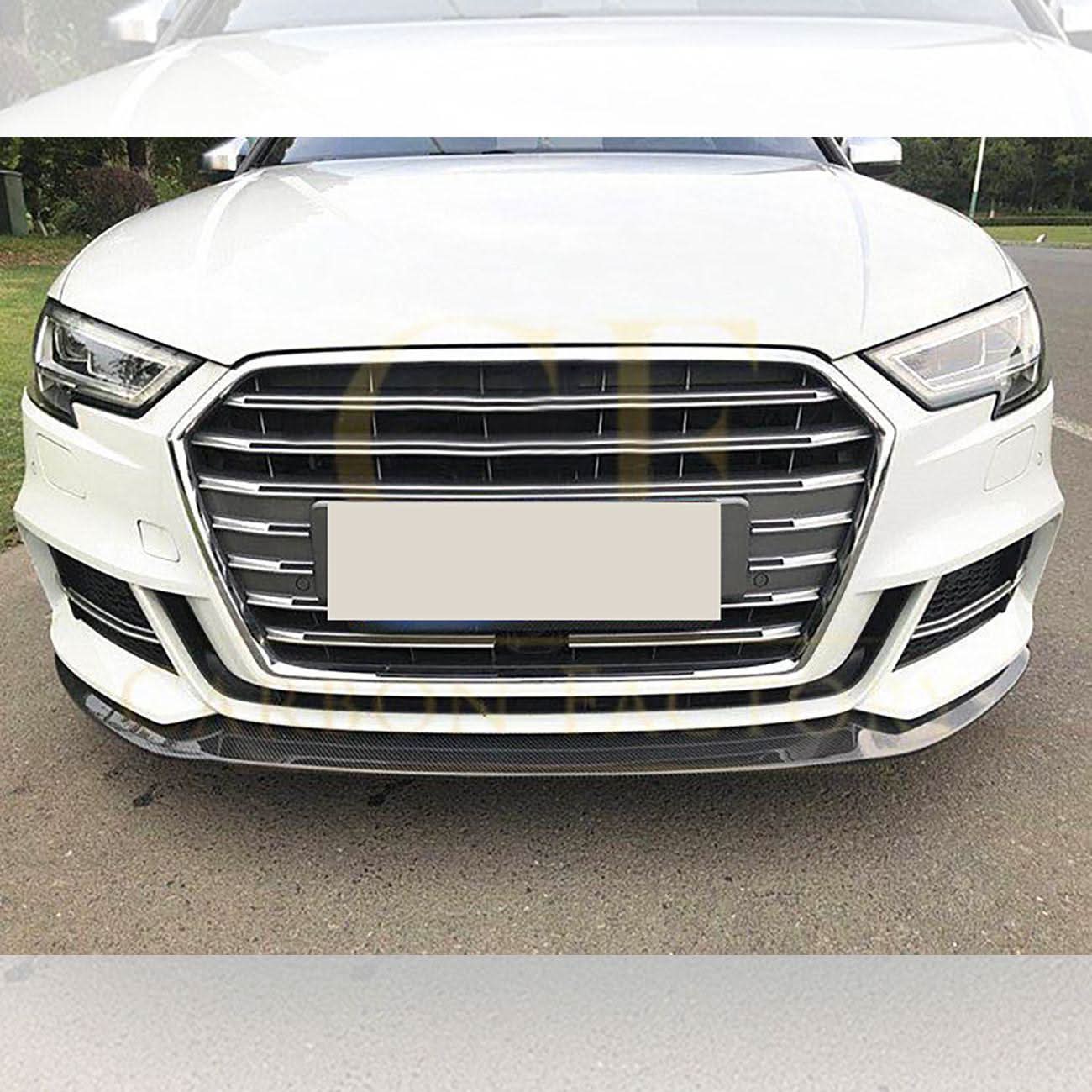 MP Style Carbon Fibre Front Splitter for Audi A3 Saloon S Line & S3 16-19