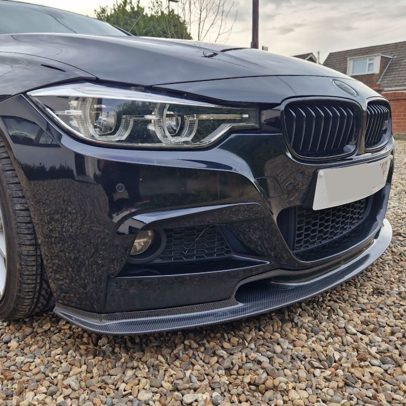 V Style Carbon Fibre Front Splitter for BMW F30 F31 3 Series M Sport 12-19