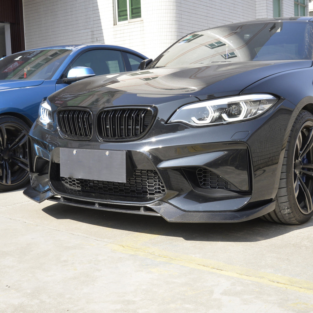 V Style Carbon Fibre Front Splitter for BMW F87 M2 OG 16-18