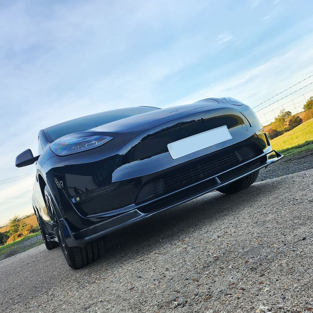 V Style Carbon Fibre Front Splitter for Tesla Model Y 19-23