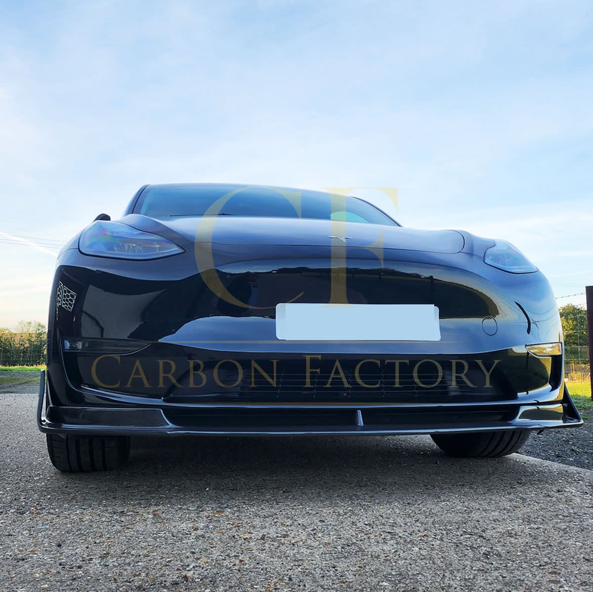 V Style Carbon Fibre Front Splitter for Tesla Model Y 19-23