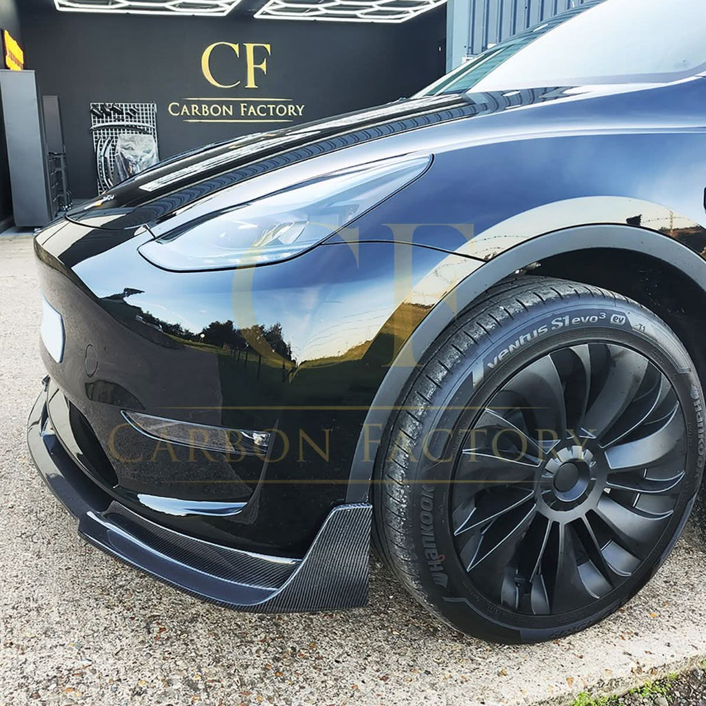 V Style Carbon Fibre Front Splitter for Tesla Model Y 19-23