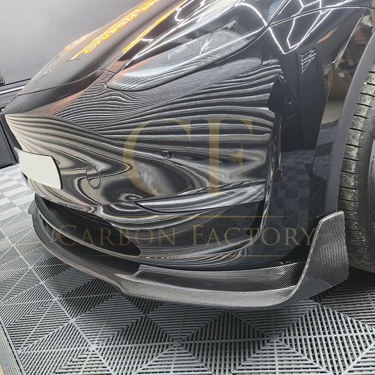 V Style Carbon Fibre Front Splitter for Tesla Model Y 19-23