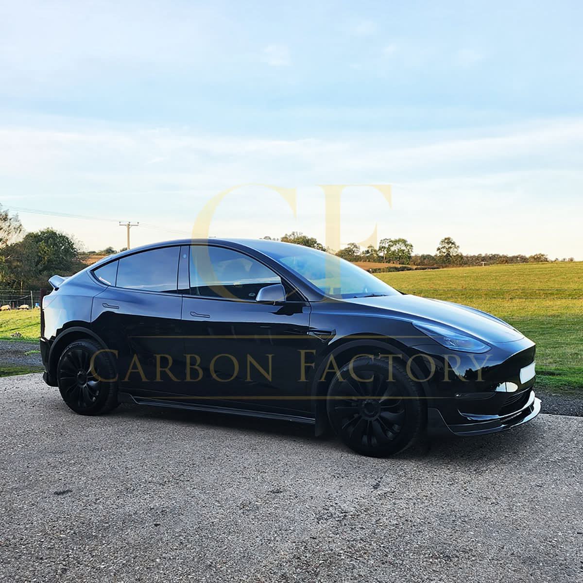 V Style Carbon Fibre Front Splitter for Tesla Model Y 19-23