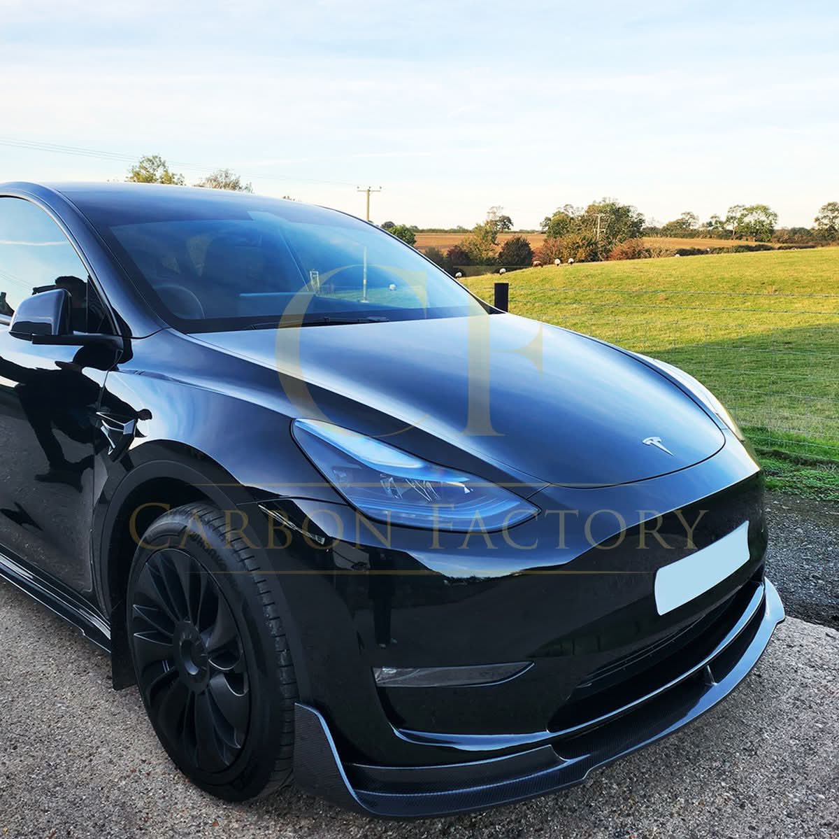 V Style Carbon Fibre Front Splitter for Tesla Model Y 19-23