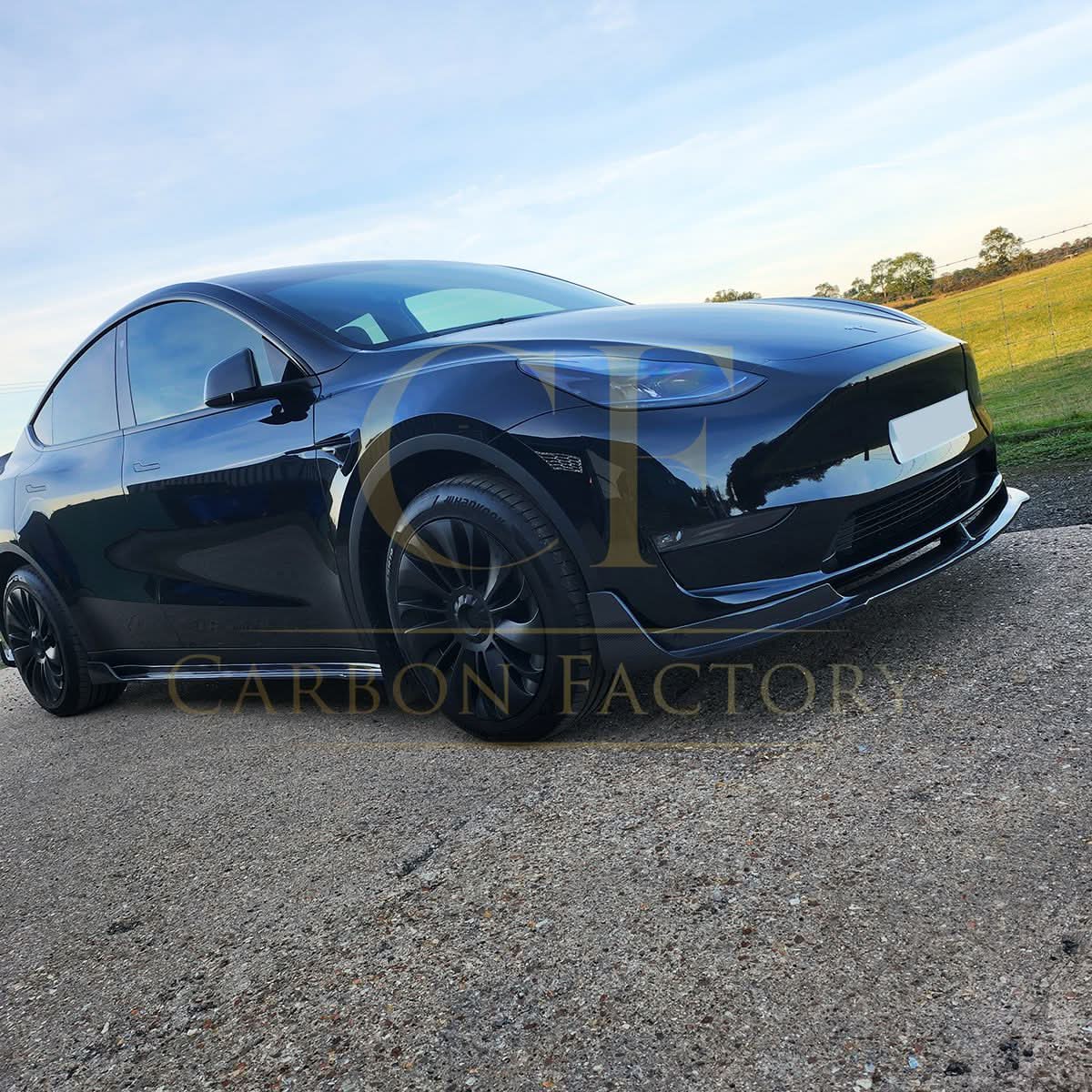 V Style Carbon Fibre Front Splitter for Tesla Model Y 19-23