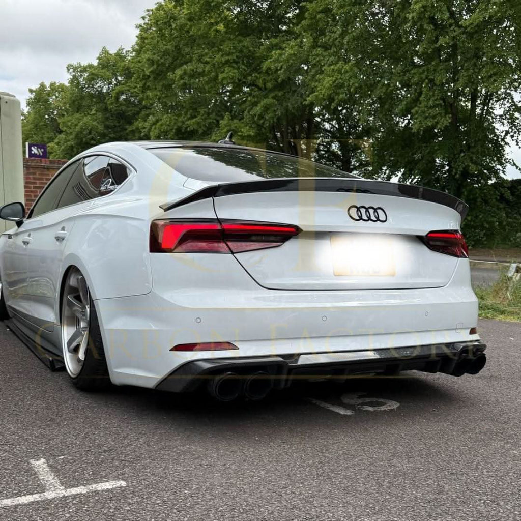 H Style Carbon Fibre Boot Spoiler for Audi B9 A5 S5 RS5 4 Door 17-24