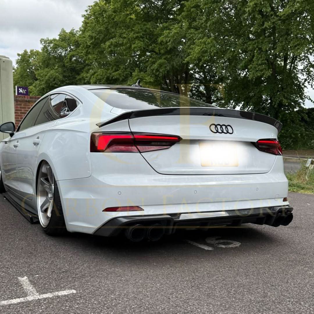 H Style Carbon Fibre Boot Spoiler for Audi B9 A5 S5 RS5 4 Door 17-24