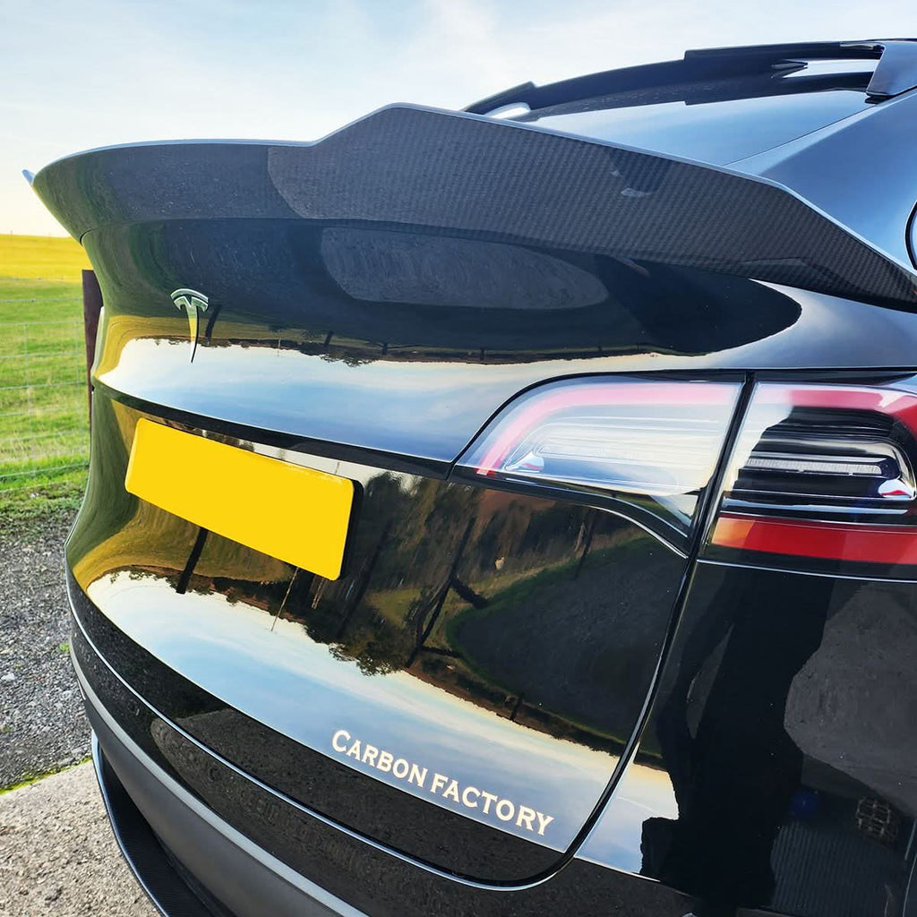 V Style Pre-Preg Carbon Fibre Rear Spoiler for Tesla Model Y 19-23