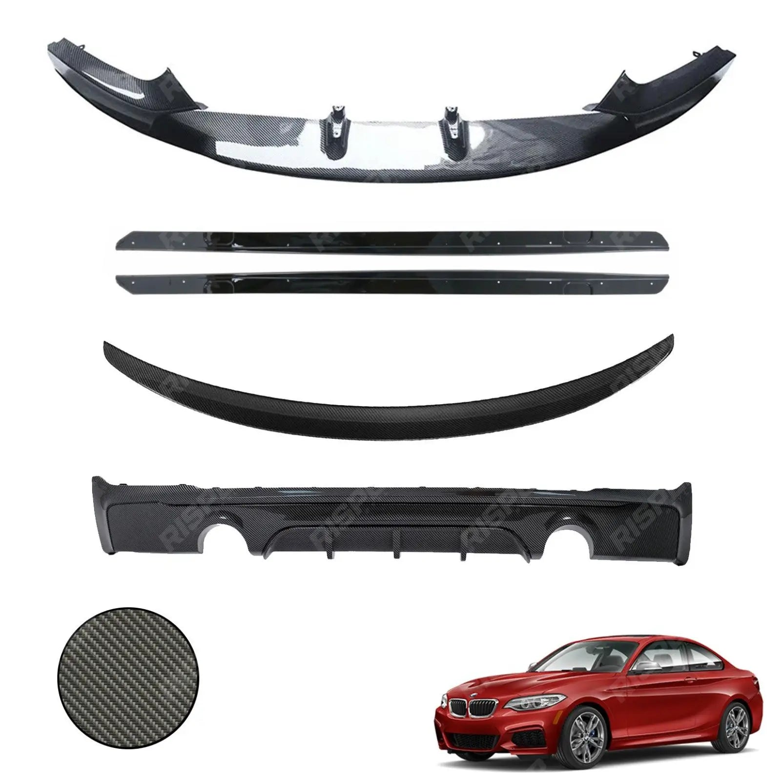 Carbon Look Full Aero Body Kit Diffuser 0___0 For BMW 2 Series F22 M Sport 2014-2021