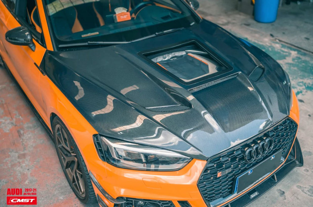 CMST - AUDI A5 S5 RS5 B9 B9.5 CARBON FIBRE TRANSPARENT BONNET HOOD V2