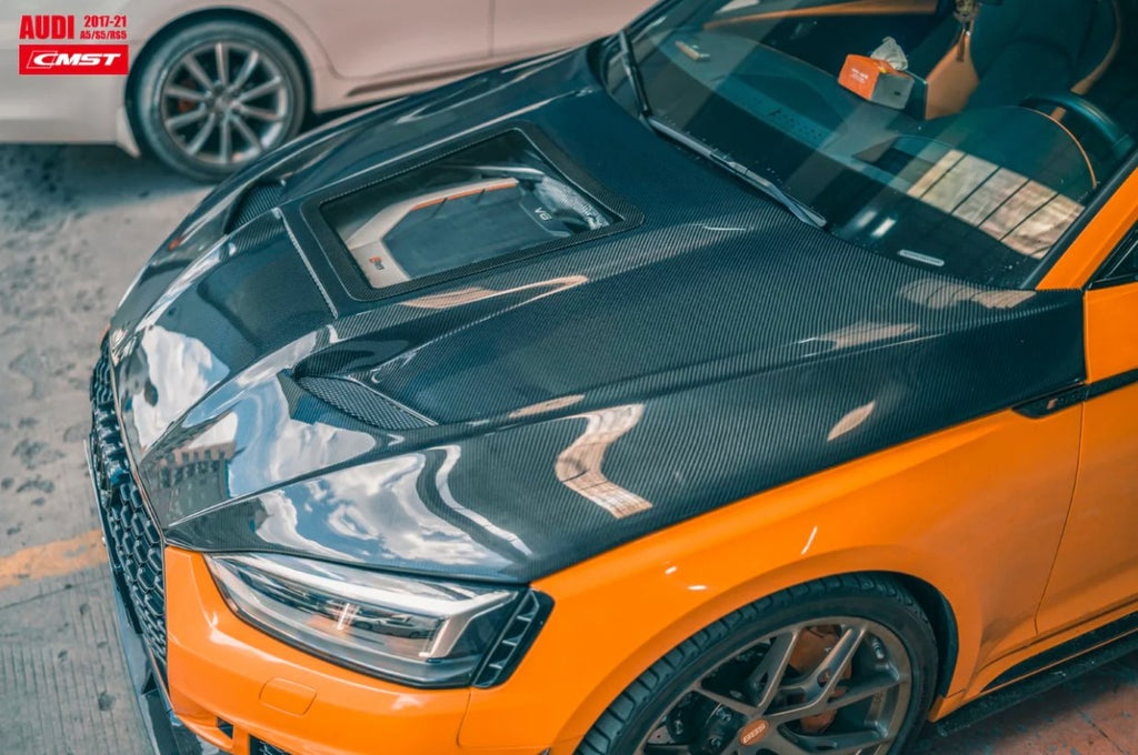CMST - AUDI A5 S5 RS5 B9 B9.5 CARBON FIBRE TRANSPARENT BONNET HOOD V2
