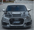 CMST - AUDI A3 / S3 / RS3 8V CARBON FIBRE TRANSPARENT GLASS BONNET HOOD