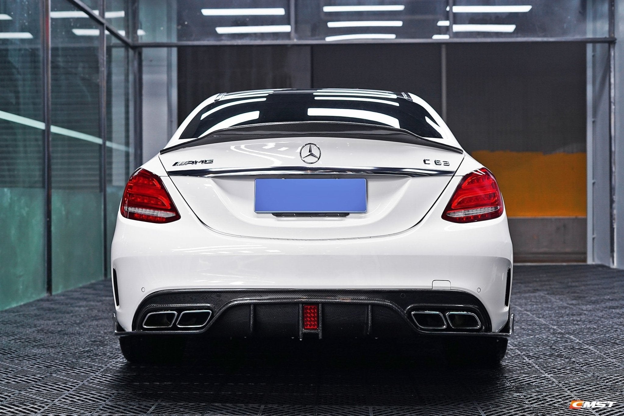 CMST - MERCEDES BENZ C63 SEDAN / COUPE W205 CARBON FIBRE REAR DIFFUSER WITH BRAKE LIGHT