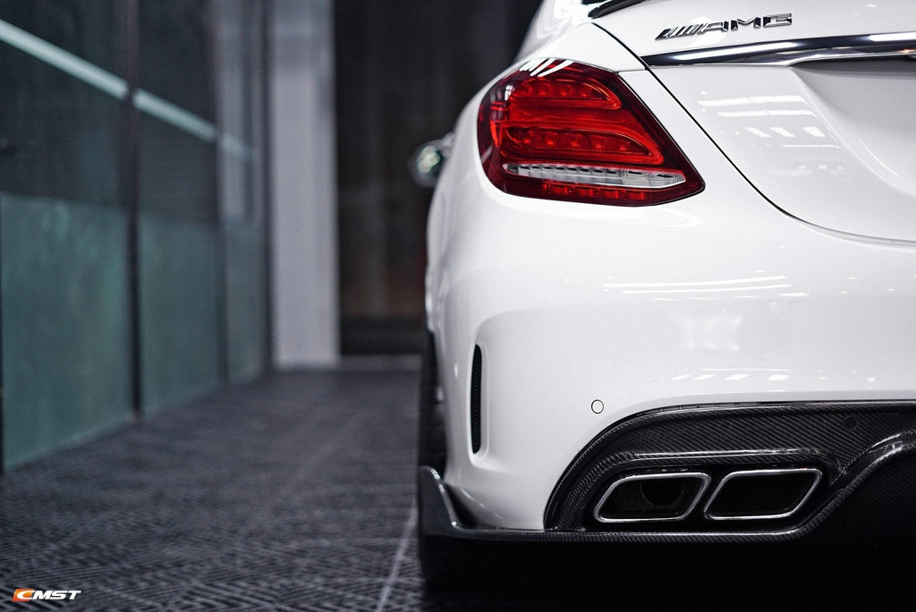 CMST - MERCEDES BENZ C63 SEDAN / COUPE W205 CARBON FIBRE REAR DIFFUSER WITH BRAKE LIGHT