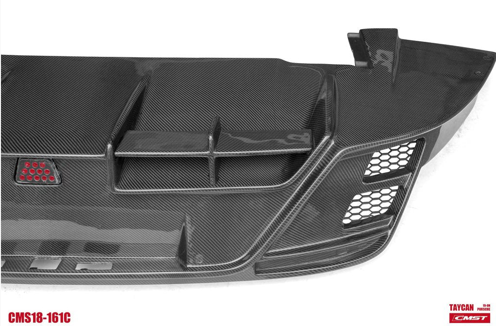 CMST - PORSCHE TAYCAN BASE / 4S DRY CARBON FIBRE REAR DIFFUSER WITH WINGLETS