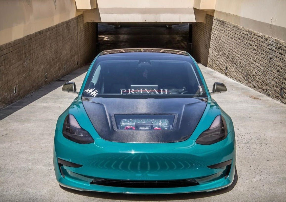 CMST - TESLA MODEL 3 CARBON FIBRE GLASS TRANSPARENT BONNET / HOOD V1