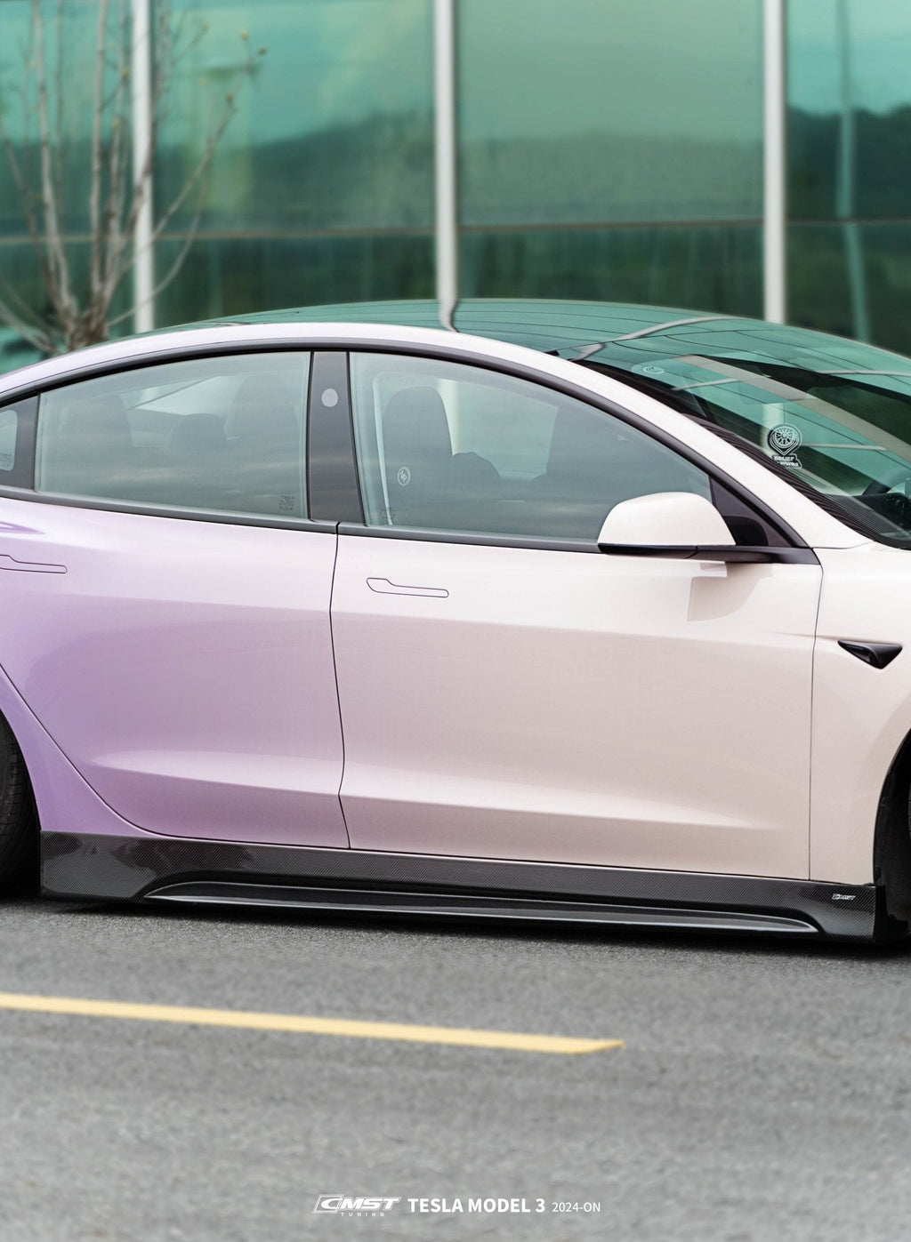CMST - TESLA MODEL 3 HIGHLAND 2024+ CARBON FIBRE SIDE SKIRTS V1