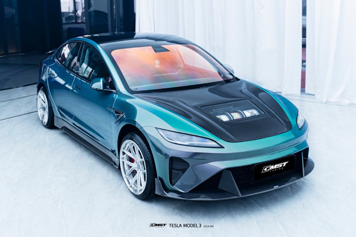 CMST - TESLA MODEL 3 HIGHLAND 2024+ CARBON FIBRE GLASS HOOD BONNET V2