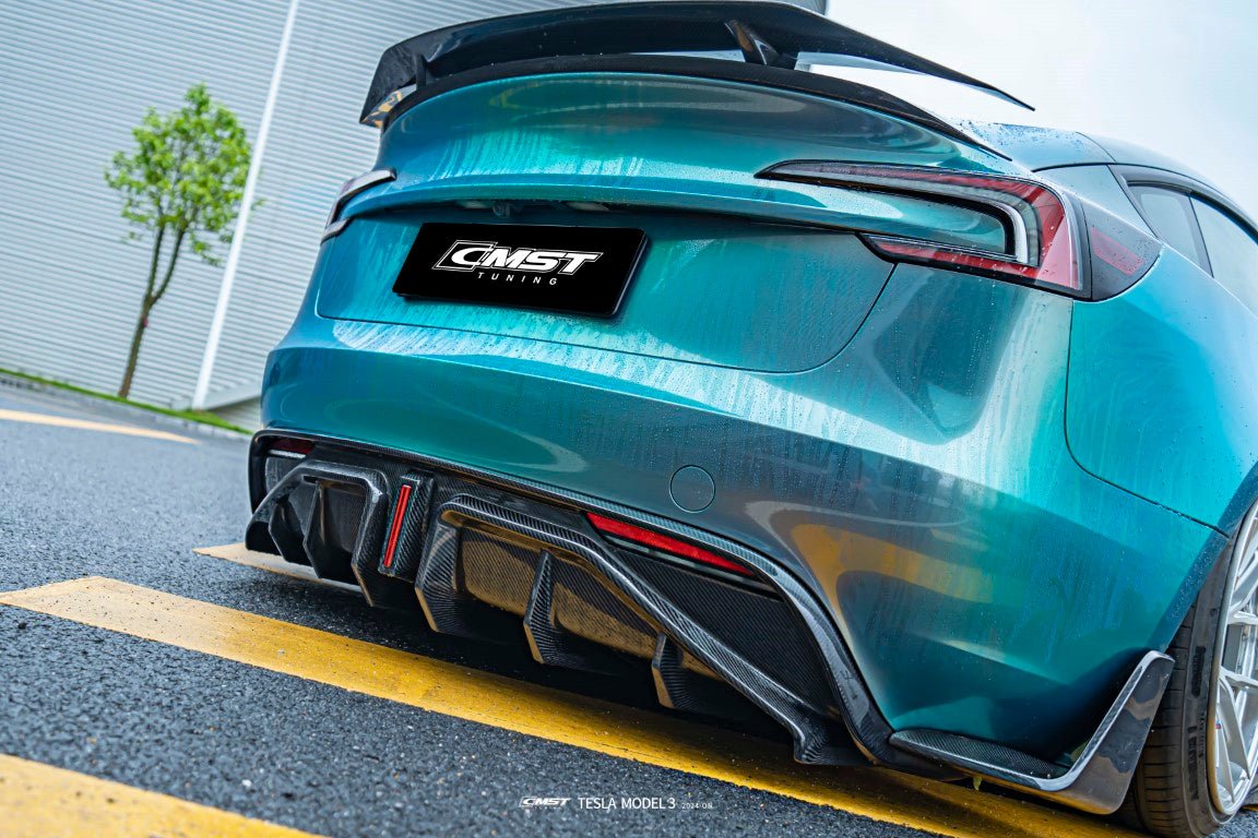 CMST - TESLA MODEL 3 HIGHLAND 2024+ CARBON FIBRE REAR DIFFUSER AND REAR SIDE SKIRTS