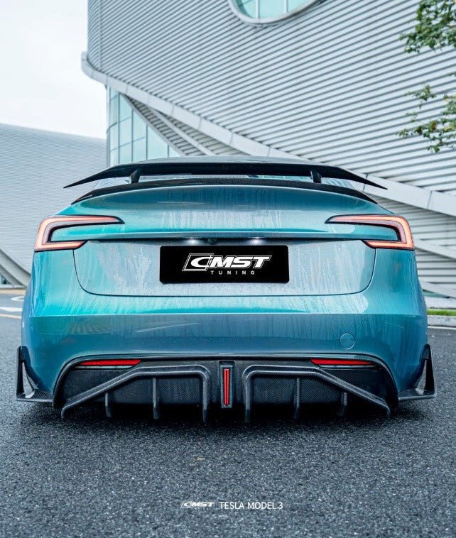 CMST - TESLA MODEL 3 HIGHLAND 2024+ CARBON FIBRE REAR DIFFUSER AND REAR SIDE SKIRTS