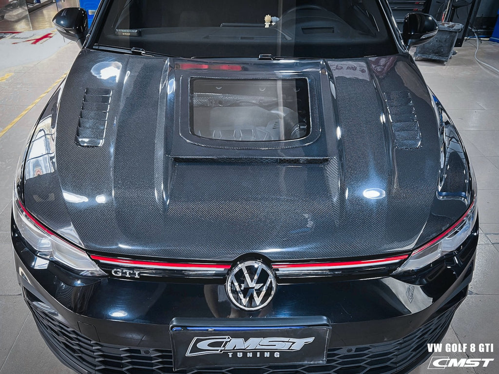 CMST- VOLKSWAGEN GOLF MK8 GTI / R LINE CARBON FIBRE FRONT BONNET HOOD V2