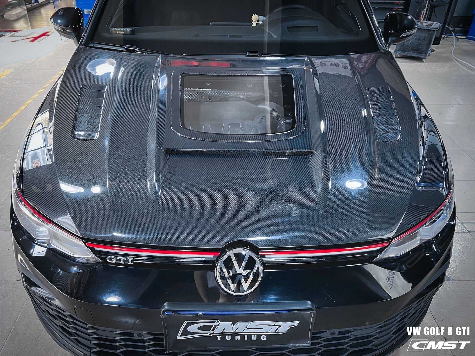 CMST- VOLKSWAGEN GOLF MK8 GTI / R LINE CARBON FIBRE FRONT BONNET HOOD V2