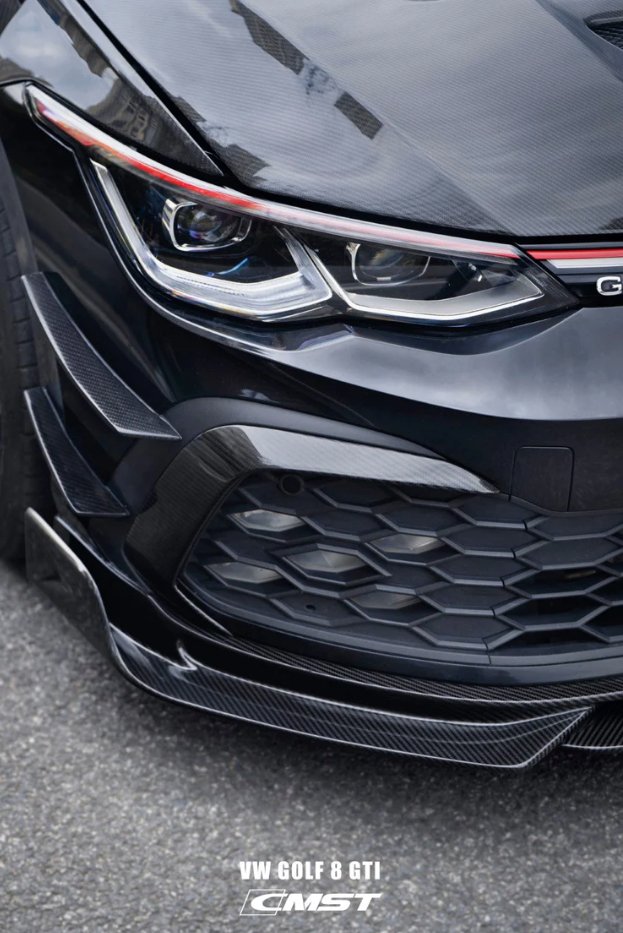 CMST- VOLKSWAGEN GOLF MK8 GTI / R LINE CARBON FIBRE FRONT CANARDS