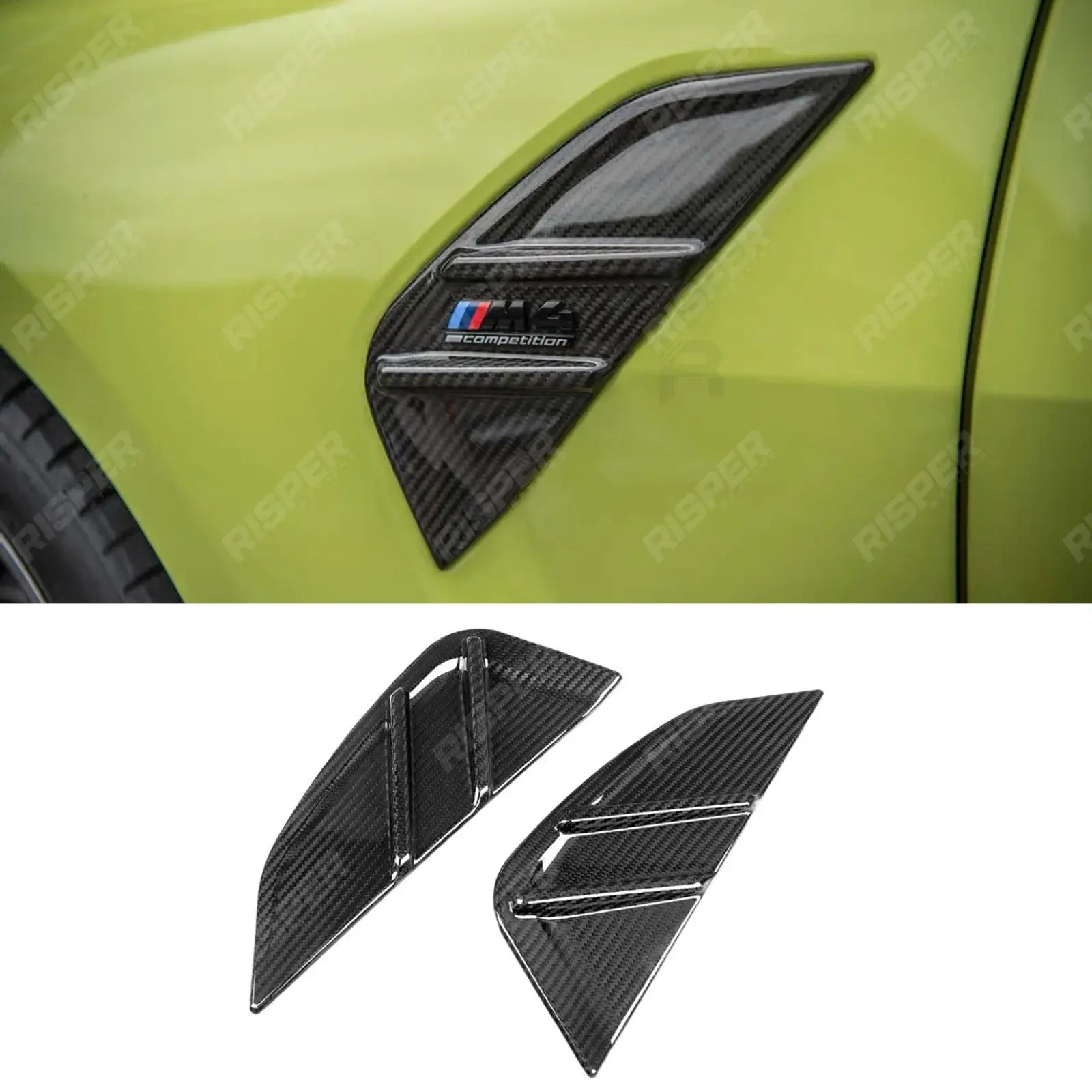 Covers For BMW M3 M4 G80 G82 - Dry Carbon Fiber Side Fender Badge