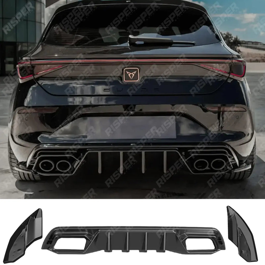 Cupra Leon 2020-2024 Rear Diffuser & Side Splitters In Gloss Black