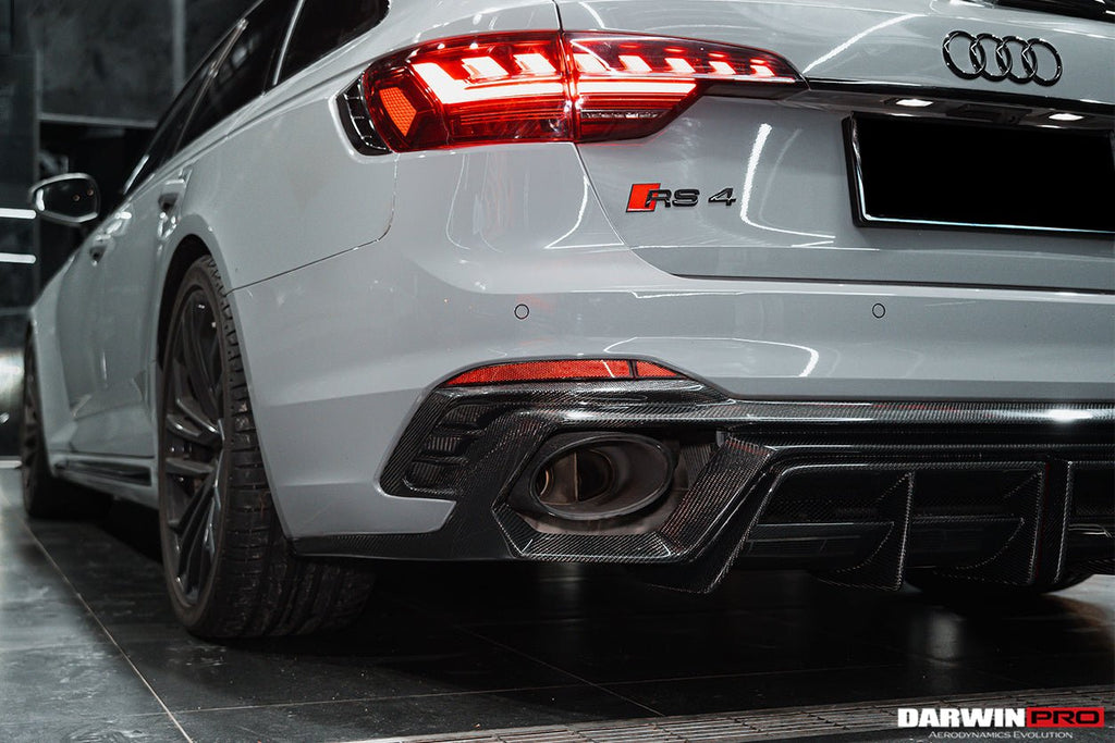 DARWINPRO - AUDI RS4 B9 B9.5 2017 -2024 CARBON FIBRE BKSS LED REAR DIFFUSER AND REAR SIDE SKIRTS