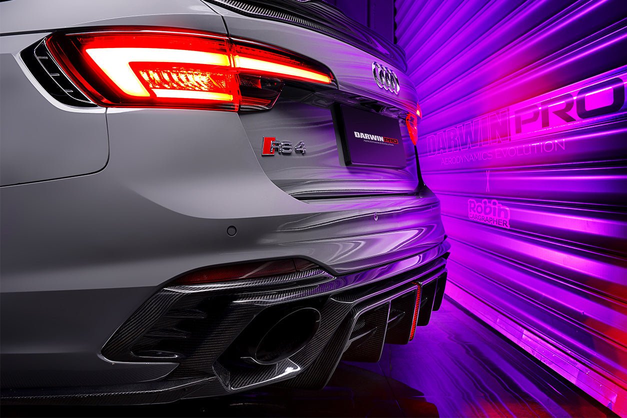 DARWINPRO - AUDI RS4 B9 B9.5 2017 -2024 CARBON FIBRE BKSS LED REAR DIFFUSER AND REAR SIDE SKIRTS