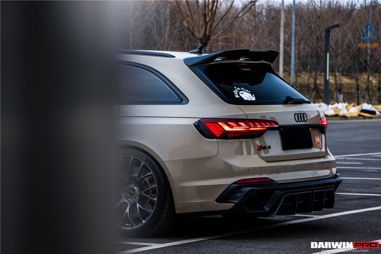 DARWINPRO - AUDI RS4 B9 B9.5 2017 -2024 CARBON FIBRE BKSS LED REAR DIFFUSER AND REAR SIDE SKIRTS