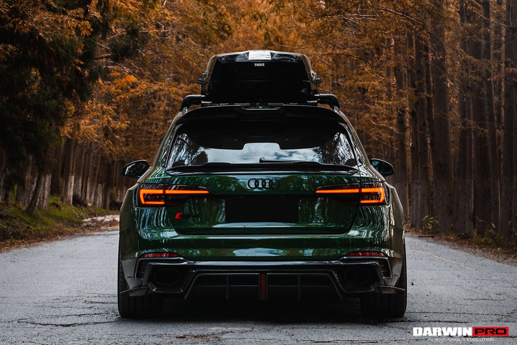 DARWINPRO - AUDI RS4 B9 B9.5 2017 -2024 CARBON FIBRE BKSS LED REAR DIFFUSER AND REAR SIDE SKIRTS