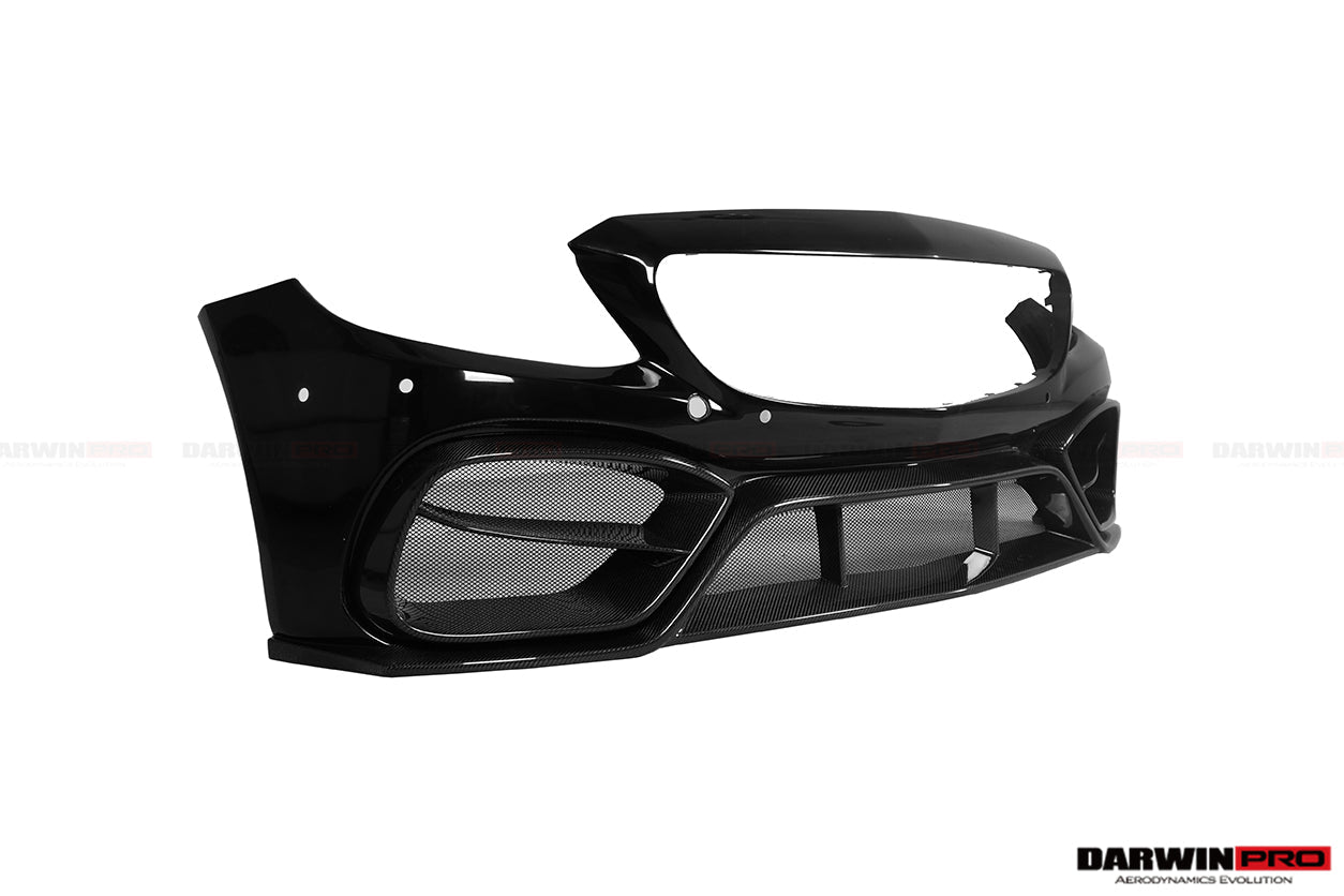 DARWINPRO - MERCEDES BENZ W205 C63 C63S 2015-2021 AMG COUPE IMP PERFORMANCE PARTIAL CARBON FIBER FRONT BUMPER WITH GRILL & CANARDS