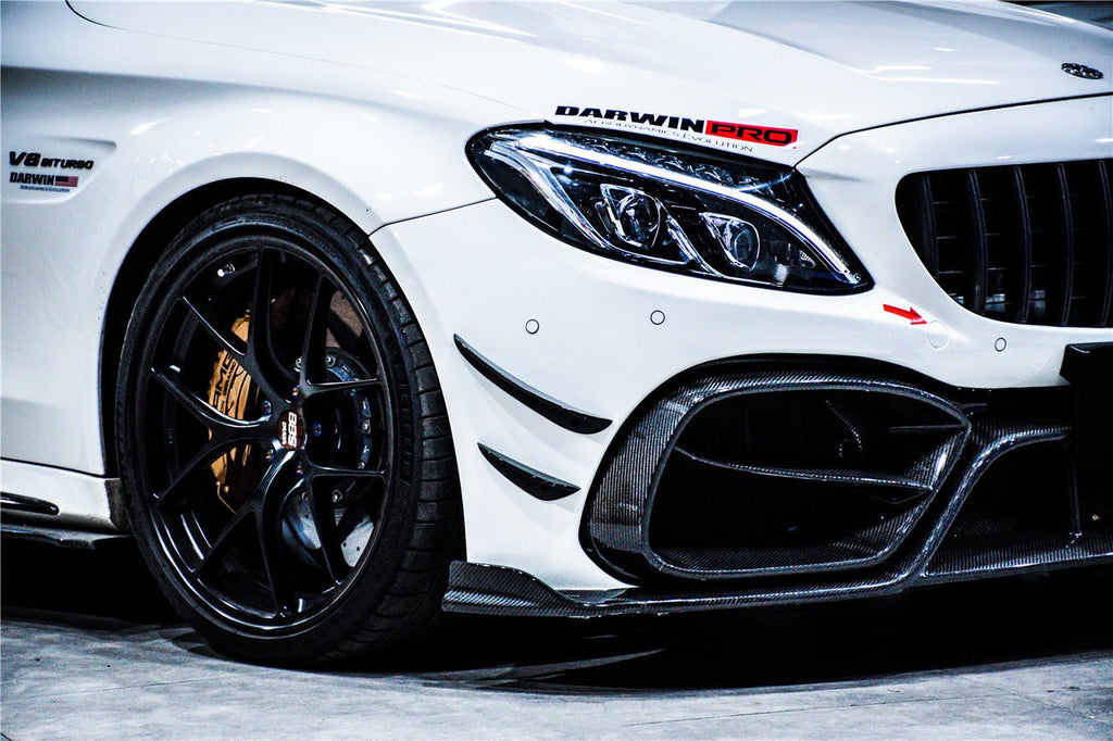 DARWINPRO - MERCEDES BENZ W205 C63 C63S 2015-2021 AMG COUPE IMP PERFORMANCE PARTIAL CARBON FIBER FRONT BUMPER WITH GRILL & CANARDS