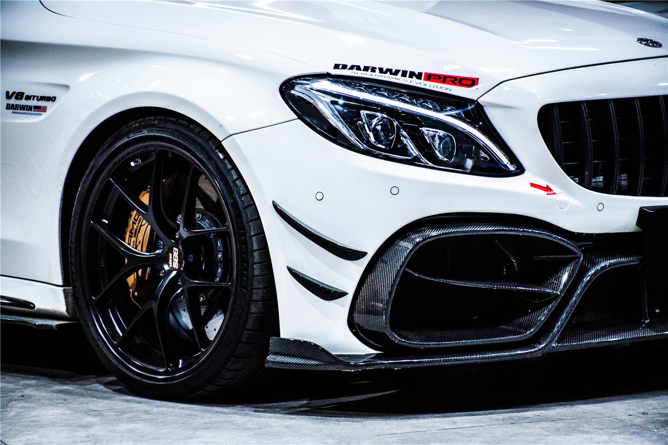 DARWINPRO - MERCEDES BENZ W205 C63 C63S 2015-2021 AMG COUPE IMP PERFORMANCE PARTIAL CARBON FIBER FRONT BUMPER WITH GRILL & CANARDS