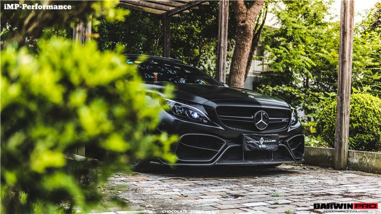 DARWINPRO - MERCEDES BENZ W205 C63 C63S 2015-2021 AMG COUPE IMP PERFORMANCE PARTIAL CARBON FIBER FRONT BUMPER WITH GRILL & CANARDS