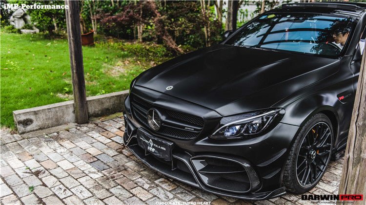 DARWINPRO - MERCEDES BENZ W205 C63 C63S 2015-2021 AMG COUPE IMP PERFORMANCE PARTIAL CARBON FIBER FRONT BUMPER WITH GRILL & CANARDS