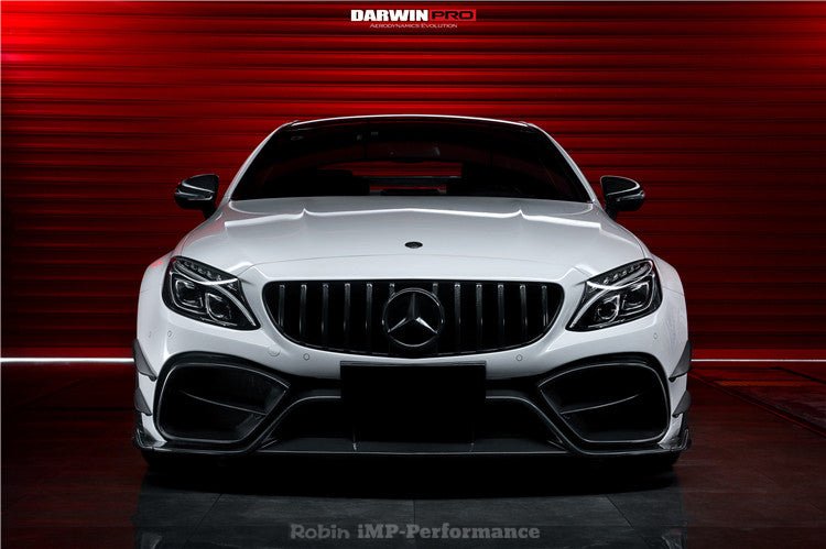 DARWINPRO - MERCEDES BENZ W205 C63 C63S 2015-2021 AMG COUPE IMP PERFORMANCE PARTIAL CARBON FIBER FRONT BUMPER WITH GRILL & CANARDS